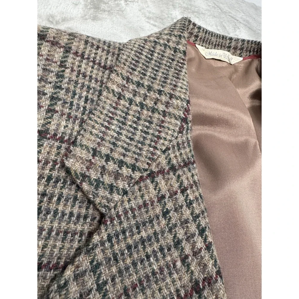 Vintage David Hunter Levi Strauss Blazer Jacket Mens 42R Plaid Tweed Western 70s